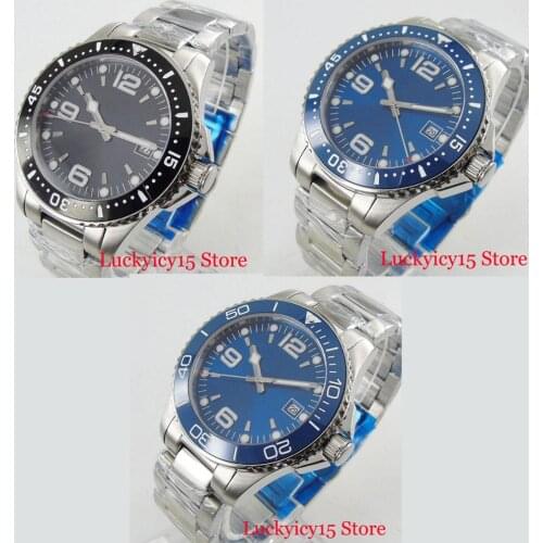 3 models 40mm Sterile Dial Mens Watch With Automatic Movement Date Window Mental Strap Silver Color Watch Case