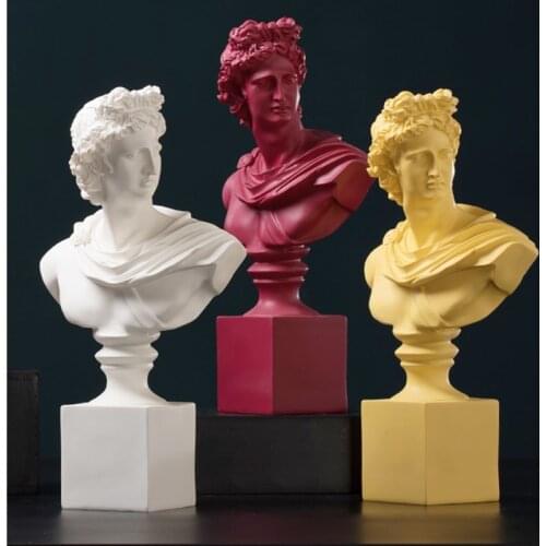 37cm Greek Mythology David Bust Statues Apollo Figure Art Sculpture Resin Art&Craft Home Decoration Accessories
