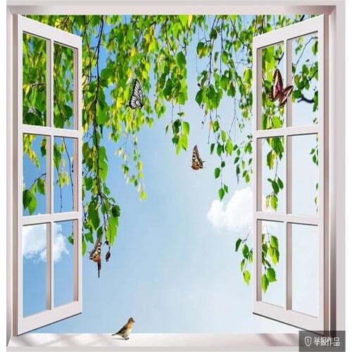 3d wallpapers Natural landscape wallpapers 3D window wallpaper modern minimalist background wall