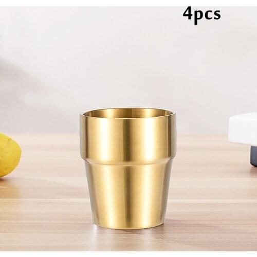 4pcs Double Wall Stainless Steel Espresso Mug Cup Heat-resistant Insulated Coffee Beer Mugs Cups Drinkware 175ml 300ml