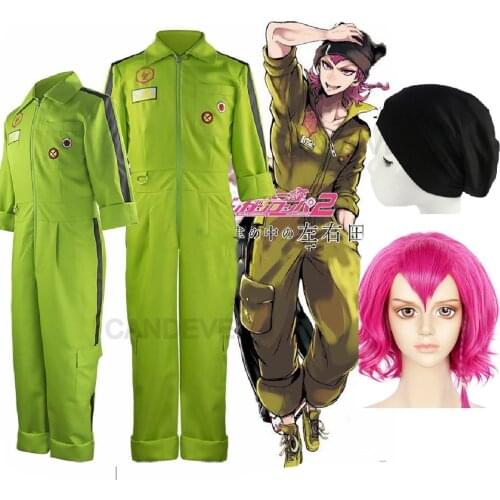 Anime Cosplay Super DanganRonpa 2 Despair Kazuichi Souda Cosplay Costume Men Women Female Jumpsuit Halloween Costume wig hat