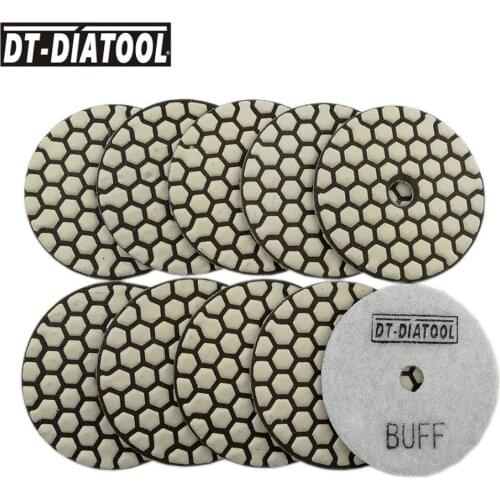 DT-DIATOOL 10pcs Resin Bond Diamond Flexible for different shape Polishing Pads Dry Sanding Discs 80mm Diameter 3inch WHITE BUFF