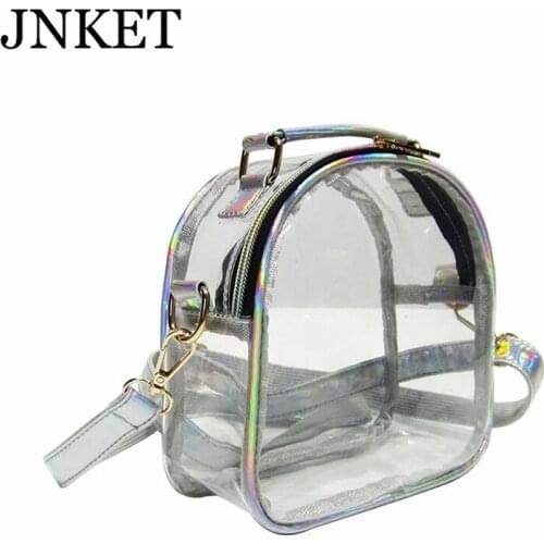 JNKET New Laser Transparent Mini Shoulder Bag Simplicity PVC Jelly Transparent Summer Backpack For Women Fashion Crossbody Bag