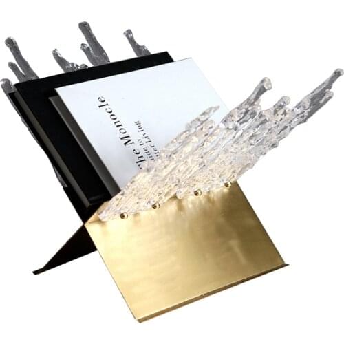 Creative Splashes Of Water Glass Ornament Metal Book Shelf Modern Home Living Room Bedroom Magazine Book Storage Decor Ornaments