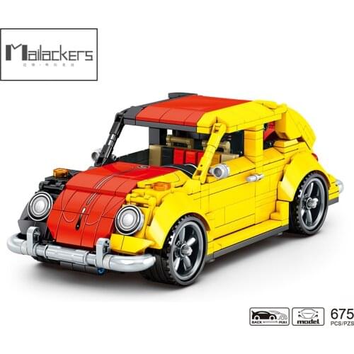 Mailackers Technical Car Racer Classic Supercar Pull Back Vehicle Vintage Van Building Blocks Technical Sport Car Bricks Kid Toy