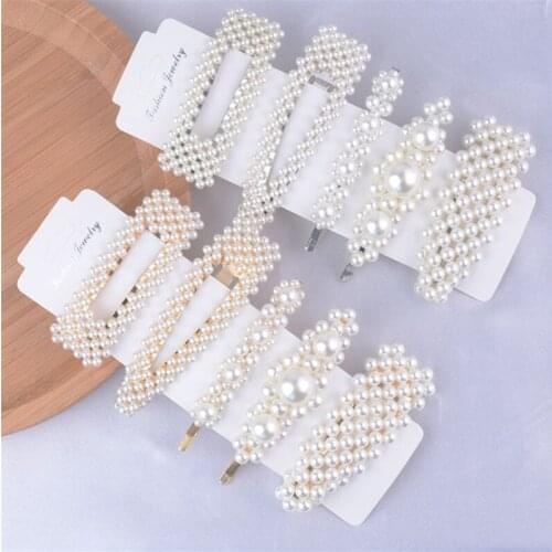 Fashion Pearl Hair Clip for Women Elegant Korean Design Snap Barrette Stick Hairpin Hair Styling Accessories for Girls Gift