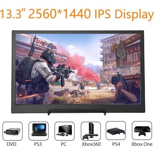 13.3 inch 2K 2560x1440 Monitor IPS 1080P Game Display Dual HDMI Input for PC DVD PS3 PS4 Xbox One Xbox360 CCTV Camera Laptop