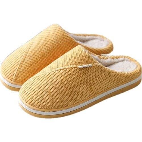 Men and Women Cotton Slippers for Fall/winter Home Corduroy Slippers for Indoor Warmth and Non-slip Couples Plain Floor Slippers