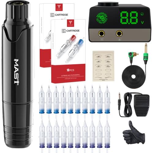 Professional Tattoo Kit Permanent Makeup Machine Set Tattoo Rotary Pen LCD Power Supply for Tattoo Artist