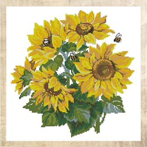 Sunflower Counted Cross Stitch Kits Printed Canvas Embroidery Needlework Sets 11CT 14CT DIY Handmade Crafts Home Decor Paintings