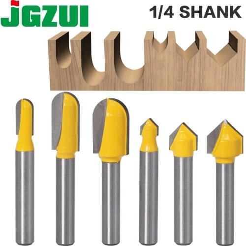 6PC 1/4 Shank Router Bits Set Core Box Bit rounf nose bit 90 Degree V-Groove Bit For Woodworking Tools