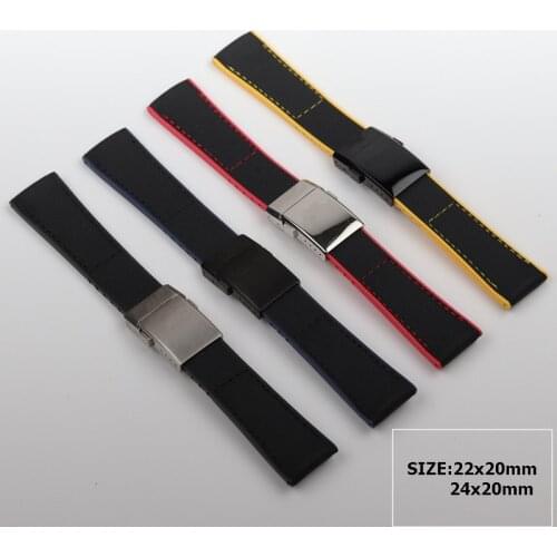 22mm 24mm Black Yellow Red Blue Nylon Rubber Watch band For Breitling Strap NAVITIMER WORLD Avenger navitimer bracelet