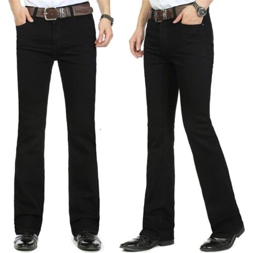 Pantalones vaqueros Acampanados para hombre, pantalón largo, de cintura alta, acampanado, color negro
