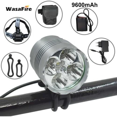 7000LM T6 LED Bicycle Bike Front Light Super Bright Bike Light 5*XM-L MTB Headlight Riding Cycling Headlamp + 18650 Battery Pack