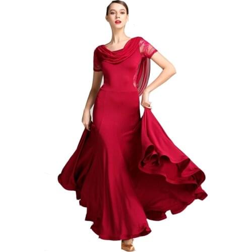 Waltz dress rumba standard smooth dance dresses Standard Ballroom dance competition dress red wine red blue black S9019