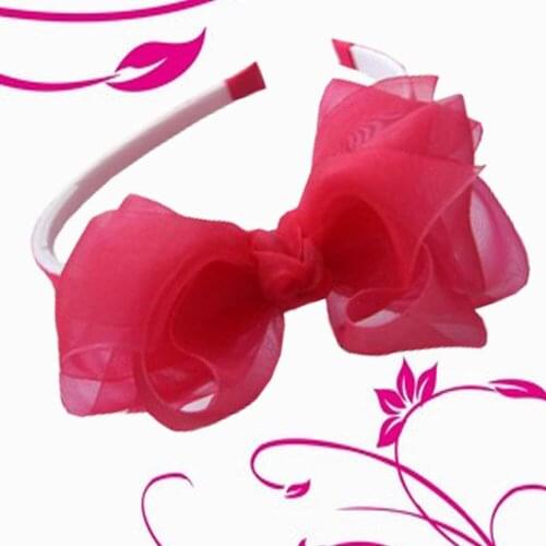 50 pcs BLESSING Girls Headband 3-3.5" Silk Flower + Double ABC Organza Bow 162 No