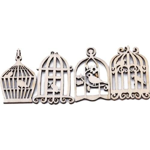 New Pendant Wooden Bird Cage Diy Pendant Home Wall Album Wooden Decorative Accessories 50Pcs/Pack