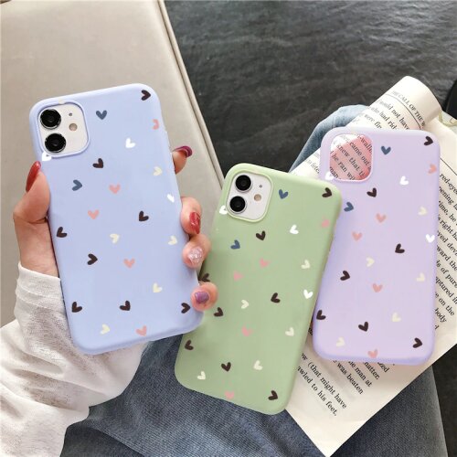 Love Heart Case For iPhone 11 12 Pro Max mini 7 8 6 6S Plus SE 2020 X XR Xs MAX 5 S Silicone Candy Color Cover For iPhone11 Capa