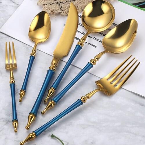 Nordic high-end legendary color seduct 304 stainless steel Western tableware tableware table fork knife teaspoon teaspoon fork