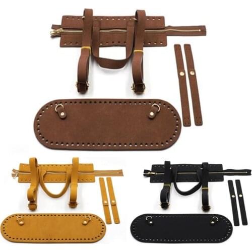 Diy Handmade Bag Set Accessories Parts Bags Bottom Lock Zipper Shoulder Bag Strap Hangbag Backpack For Women Black Coffee Tan