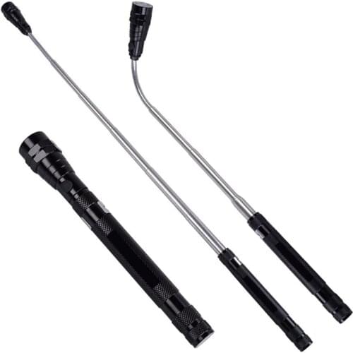 Telescoping Flexible Extensible LED Flashlight Magnetic Tail LED Torch Portable Perfect mechanical Pick- up Tools Hand Light