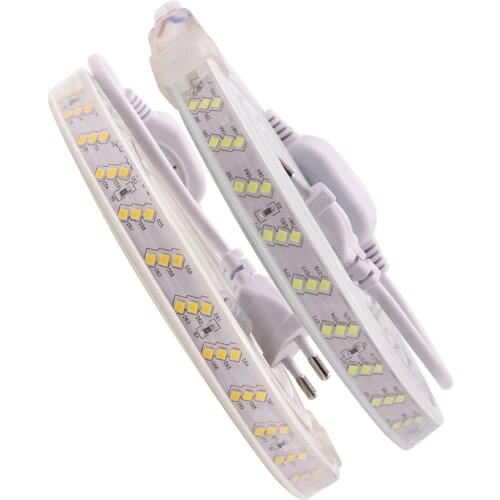 Waterproof Led strip 220V 2835 SMD 180Leds/m Three Row flexible tape lights Cold white/warm white 1m 2m 5m 10m 15m 20m 50m 100m