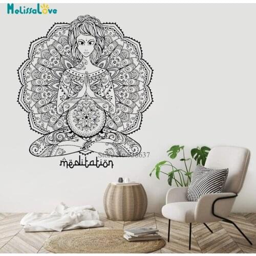 Oriental Yoga Mandala Indian Tattoos Sticker Decor Meditation Room Decal Living Room bedroom Removable Vinyl Wall Stickers BA966