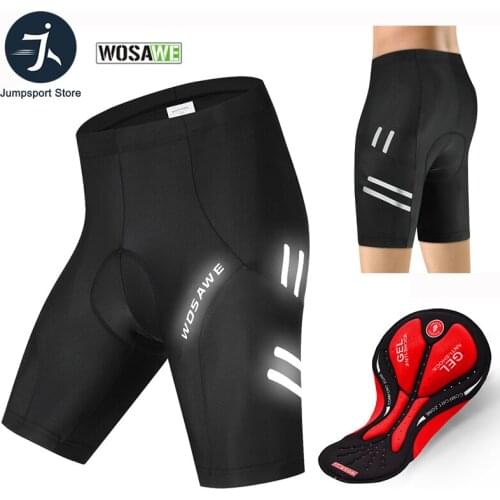 WOSAWE Reflective 5D Padded Cycling Shorts Shockproof MTB Bicycle Shorts Road Bike Shorts Ropa Ciclismo Tights For Men Women