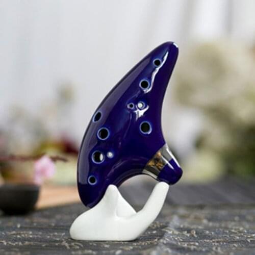 Y1UC White 6/12 Hole Ocarina Collector Ceramic Hand Stand Base for Music Lovers Woodwind Musical Instruments Repair Parts