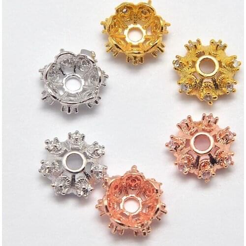 2019 New Diy Jewelry Handmade, Environmental Real Gold Plating Electroplating with Zirconium Copper Bead Caps DIY Accessories