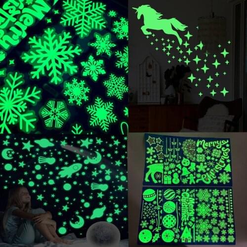 1Set Unicorn Horse Glow in The Dark Wall Decals Luminous Fluorescent Star Wall Sticker Baby Nursery Kids Bedroom Wall Home Decor