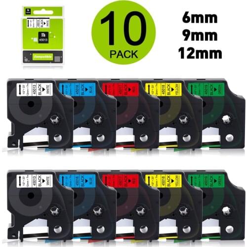 Compatible Tape for DYMO D1 Tape 45013 12mm Black on White Label Tape For DYMO LabelManager 280 Label Maker Printer Ribbon 45013