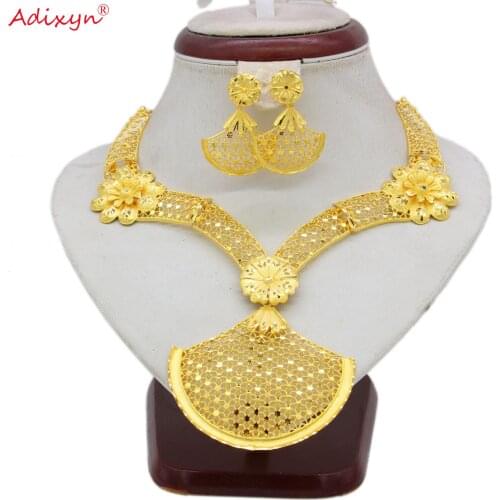 Adixyn collares modernos Earrings for Women Wedding Jewelry Set Gold Color Jewelry African Ethiopian India Items N05311