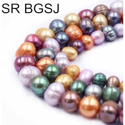Free Shipping 6 7 8mm Wholesale Mixed Random Colors Nearly Round Natural Freshwater Pearl Beads Strand 14"