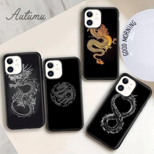Dragon black Silicone Phone Case for iPhone 11 12 Pro Max mini X XR XS SE 2020 5 6S 7 8 Plus Samsung Galaxy S8 S9 S10 Cover
