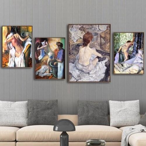 Home Decoration Print Canvas Art Wall Pictures for Living Room Poster Paitings French Edgar Degas Bathing girl 1