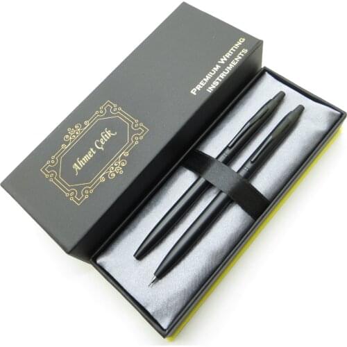 Wings Twin TV170 Matte Black Ballpoint Pen + Versatil Pen Set | İsme Special Pen | Gift Pen Set