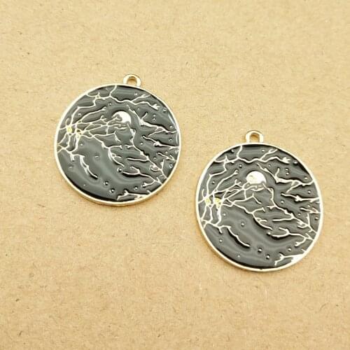10pcs 23x26mm enamel moon night charm enamel charms for jewelry making and crafting earring pendant