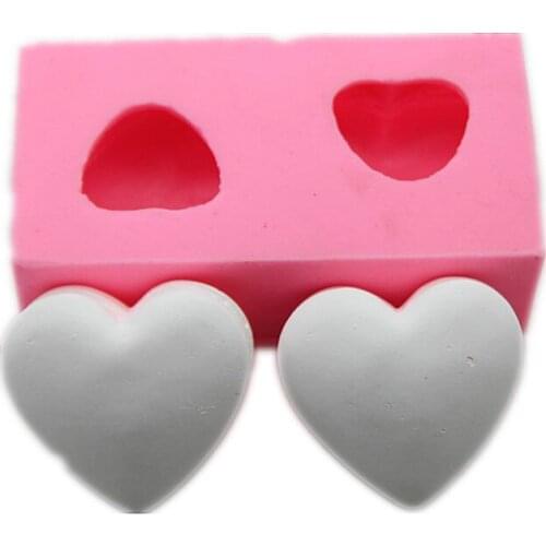 2 Cavity Love Heart Shape Silicone Mould Fondant Mold Handmade Soap Form Cake Decorating Tools Bakeware Mousse Pastry Tools