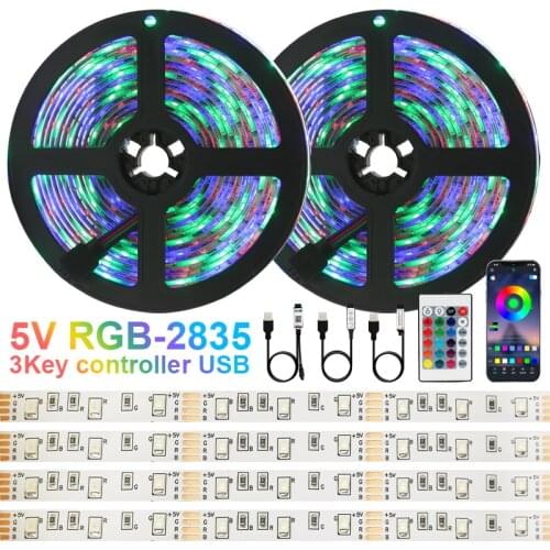 DC5V SMD2835 RGB 3 Key LED Flexible Strip Lights Tape Diode Bluetooth Remote Control TV Background Luces led Decor LED Lighting