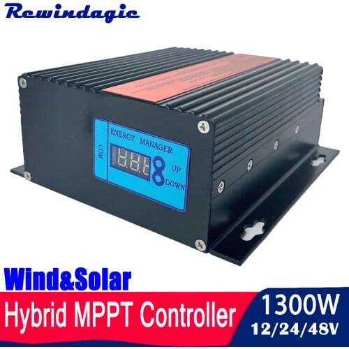 0-1000W MPPT Wind Solar Hybrid Boost Controller 12V/24V Auto 48V Waterproof Charge Regulator For Wind Turbine Dump Load Inserted