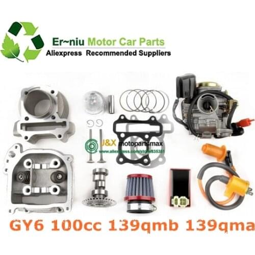 GY6 50 60 80cc upgrade to GY6 100cc GY6 139QMB 4 Stroke Big Bore Kit 100cc 50mm cylinder carburetor air filter 139qmb 139qma