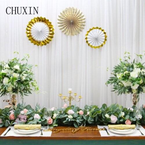 Artificial Rose Eucalyptus Leaves Table Flower Wedding Arch Arrangement Home Party Centerpiece Flower Row Layout Backdrop Props