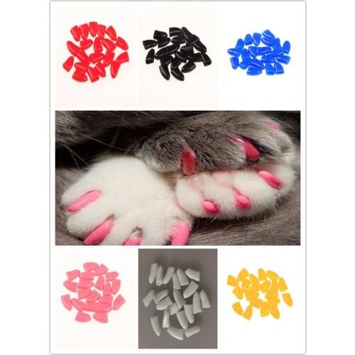 20Pcs Dog Cat Nail Caps Soft Silicone Anti-scratch Paw Nail Cover Protector Puppy Pet Claw Grooming Manicure Dog Cat Nail Care