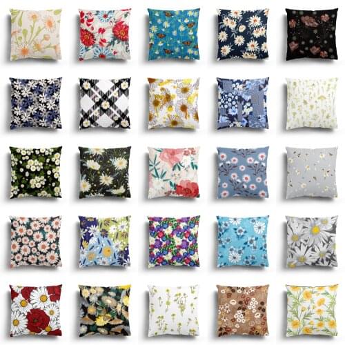 Nordic creative flower series pillowcase ultra short plush office living room sofa chrysanthemum decorative pillowcase More size