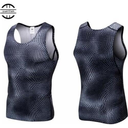Men Pro Shaper Compression Underwear 3D Print Tight Snake Scale Running Vest,Elastic Quick-dry Wicking Sport Fitness Tank Tops