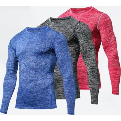 Mens Training Compression Navy Blue Red Grey Men Quick Dry Long Sleeve Elastic Fitness Tights Plus Size 164