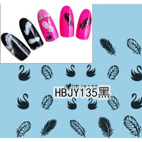 2pc Elegant Lady Feather Swan Nail Art Decal Water Transfer Stickers Fashion Nail Art Tips Decoration