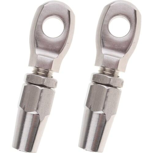 2x 316 Marine Grade Stainless Steel Swageless Eye Terminal For 8mm Wire Rope