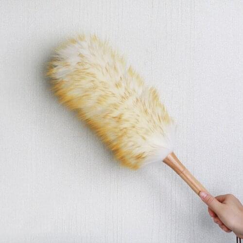 Non Static From The Dust Brush Household Feather Dusters Sofa Furniture Wooden Handle Dusting Cleaning Brush Wool Duster Brush